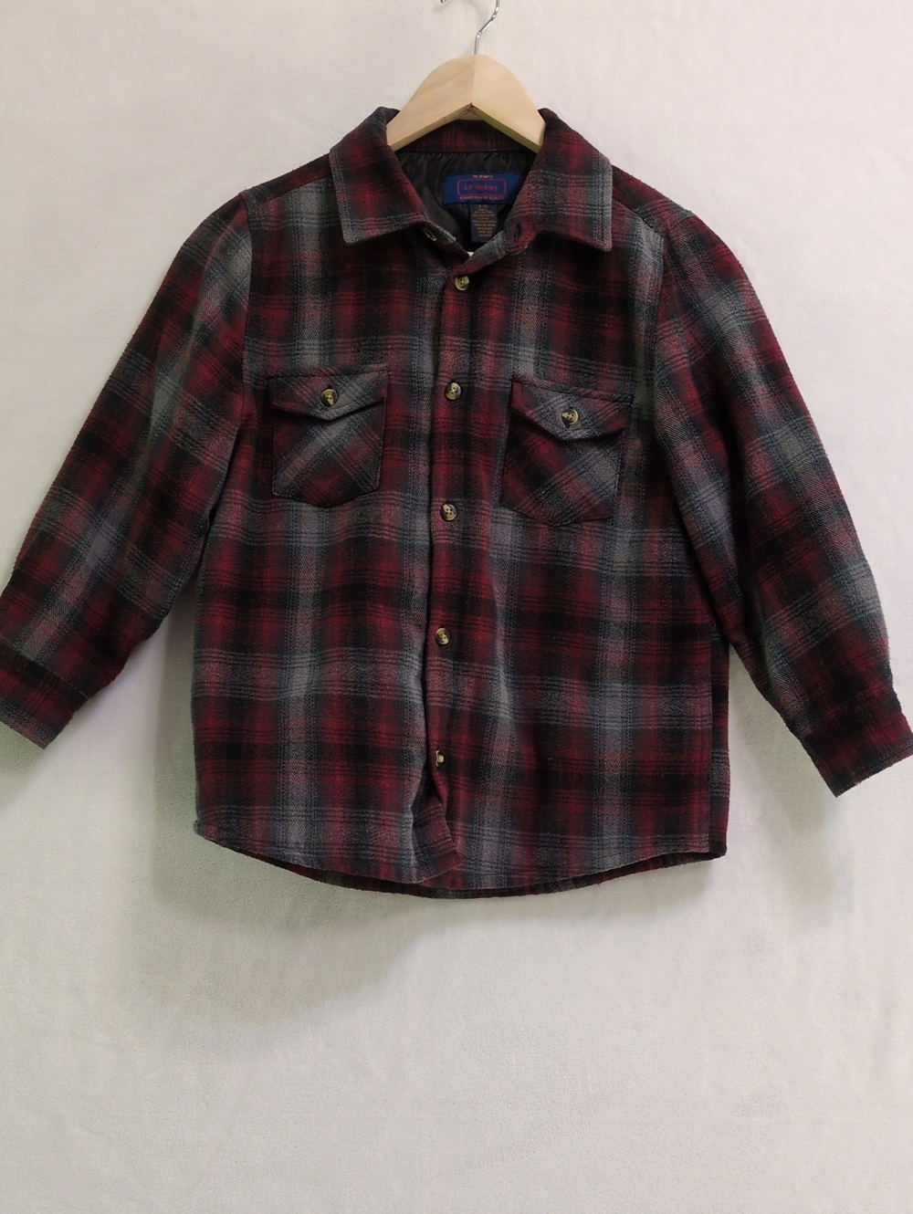 Lil' Hickory Boys Quilted Lined Plaid Flannel Shirt Jacket Red Black Size 8-10